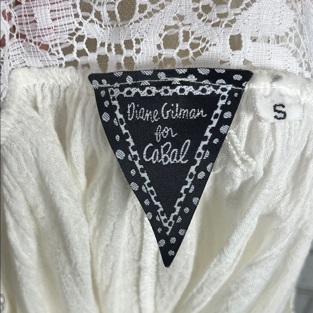 Diane Gilman for CaBal White Lace Women's Boho Flowy Top size S - Picture 8 of 8